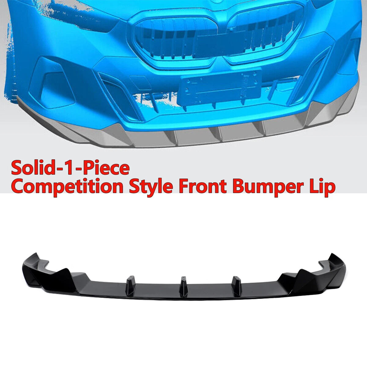 Gloss Black Front Bumper Spoiler Lip Splitter V2  - BMW 5 Series G60 G61 2024+