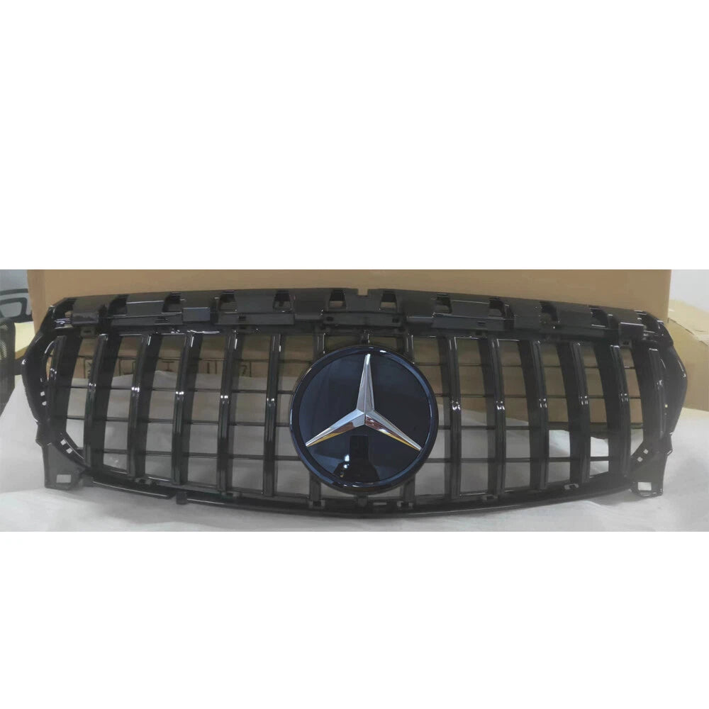 Gloss Black GT Front Grille w/ Emblem - 2013-2019 Mercedes Benz W117 CLA250
