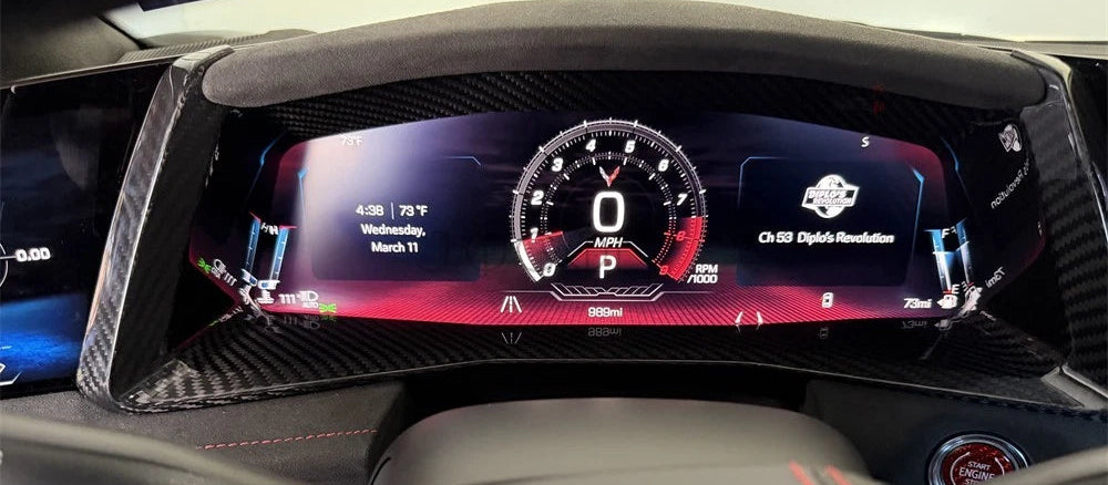 Cabon Fiber Dashboard Instrument Screen Trim Cover - Corvette C8 Z06 2026 27+