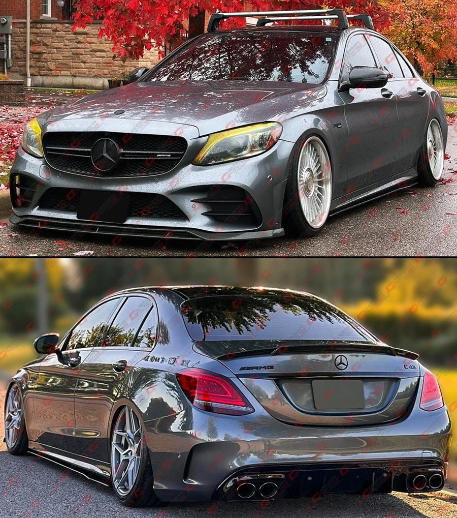 CMT Carbon Fiber Side Skirt Extension - 15-21 Mercedes Benz W205 C300 C43 AMG