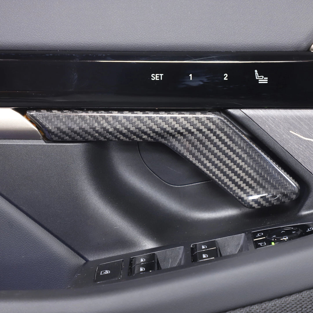 Carbon Fiber Interior Door Handle Trim Cover Fits BMW 5 Series G60 2024+