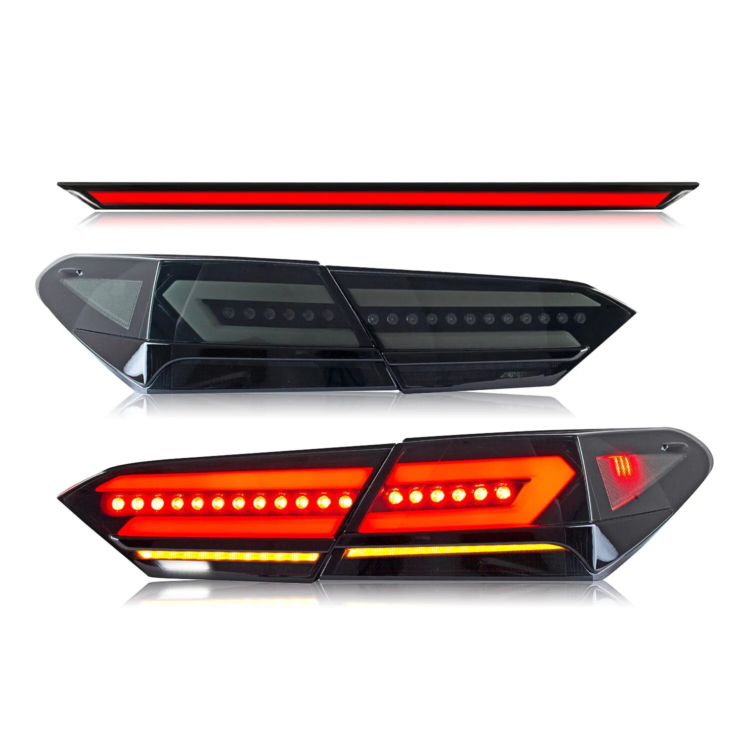Smoked  Clear LED Tail Lights w/ Trunk Lid Light - 2018-2024 Toyota Camry