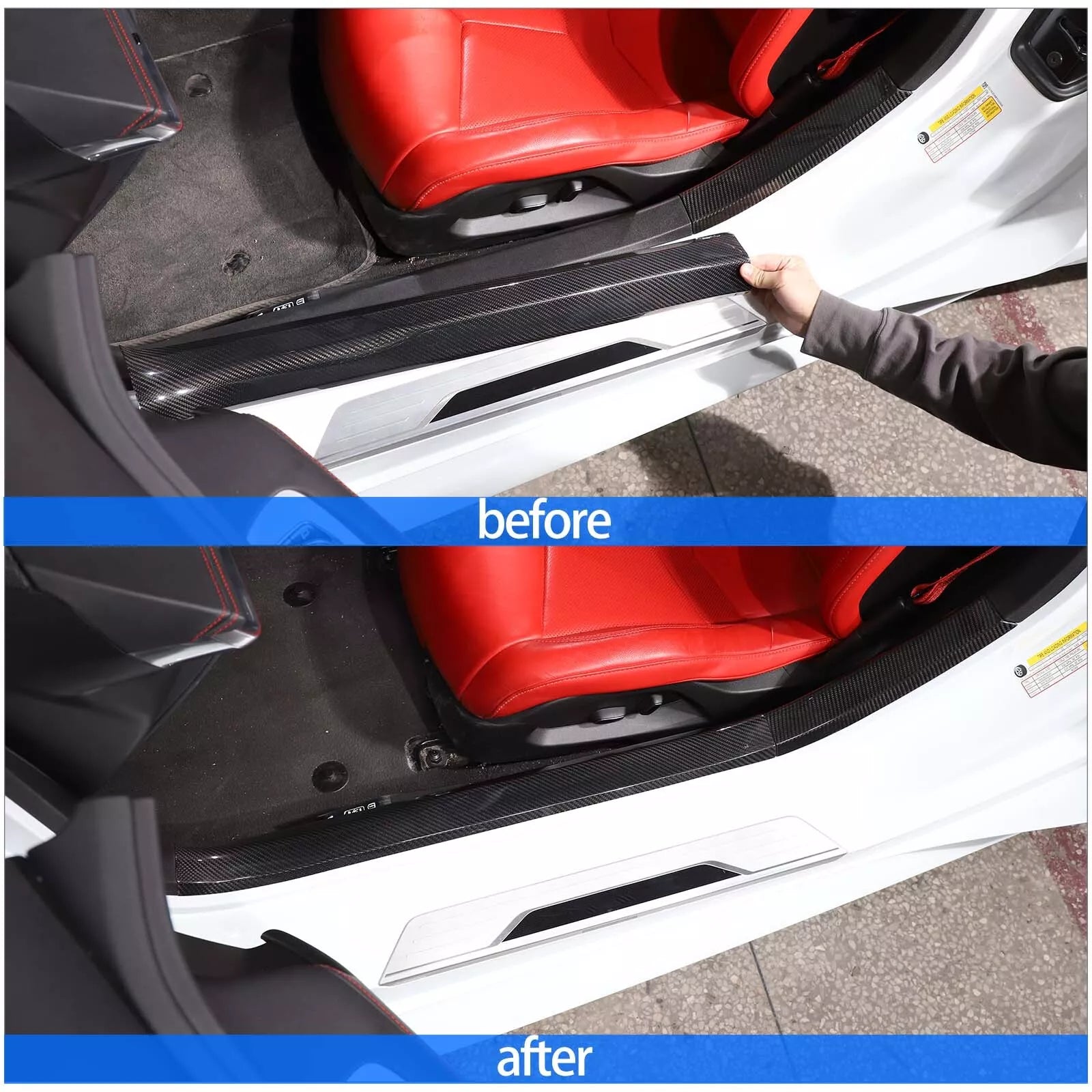 Carbon Fiber Interior Door Sill Trim Cover - Corvette C8 Z51 Z06 2020-25