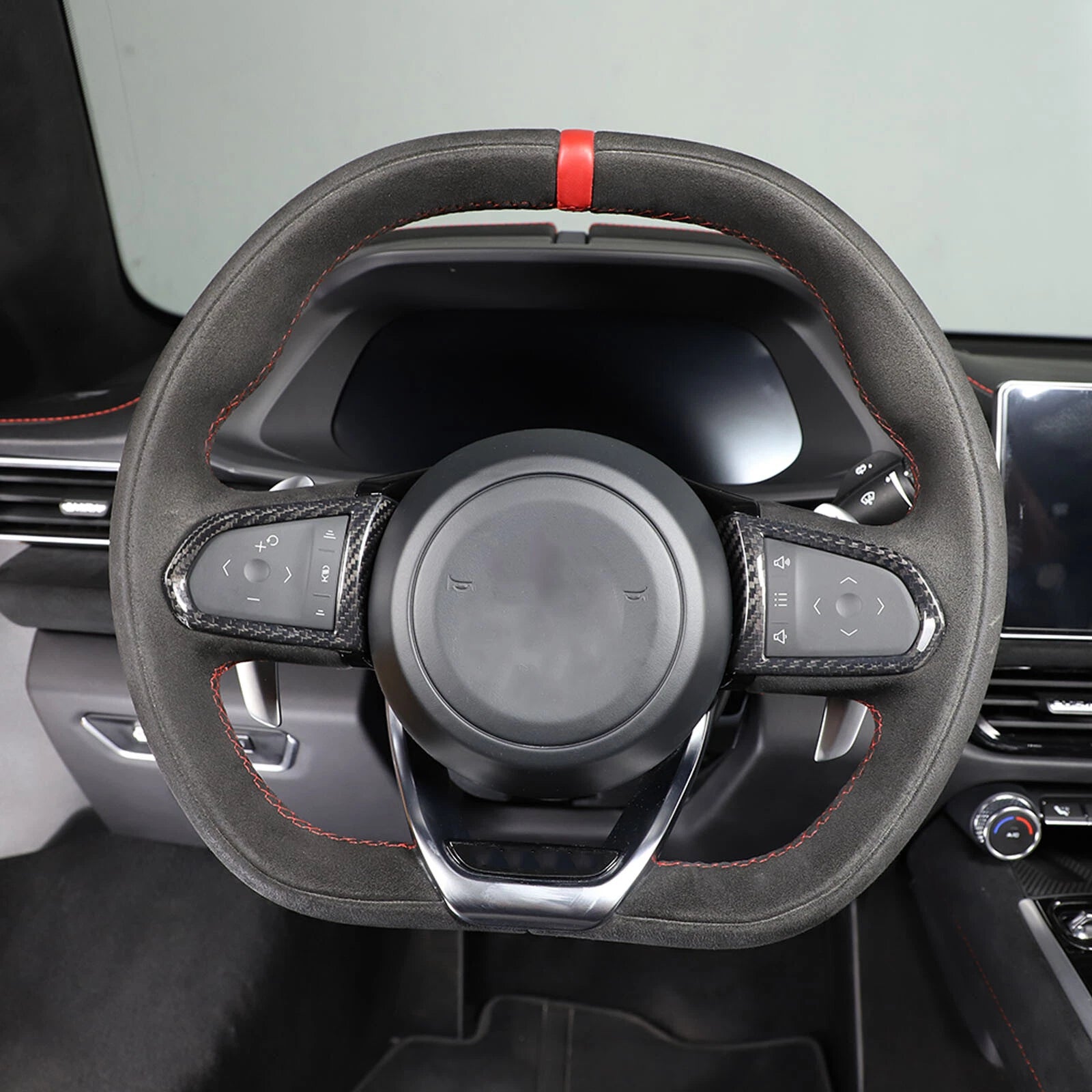 CheroCar Carbon Fiber Steering Wheel Button Trim Cover For Chevrolet Camaro 2017+ (3PCS)