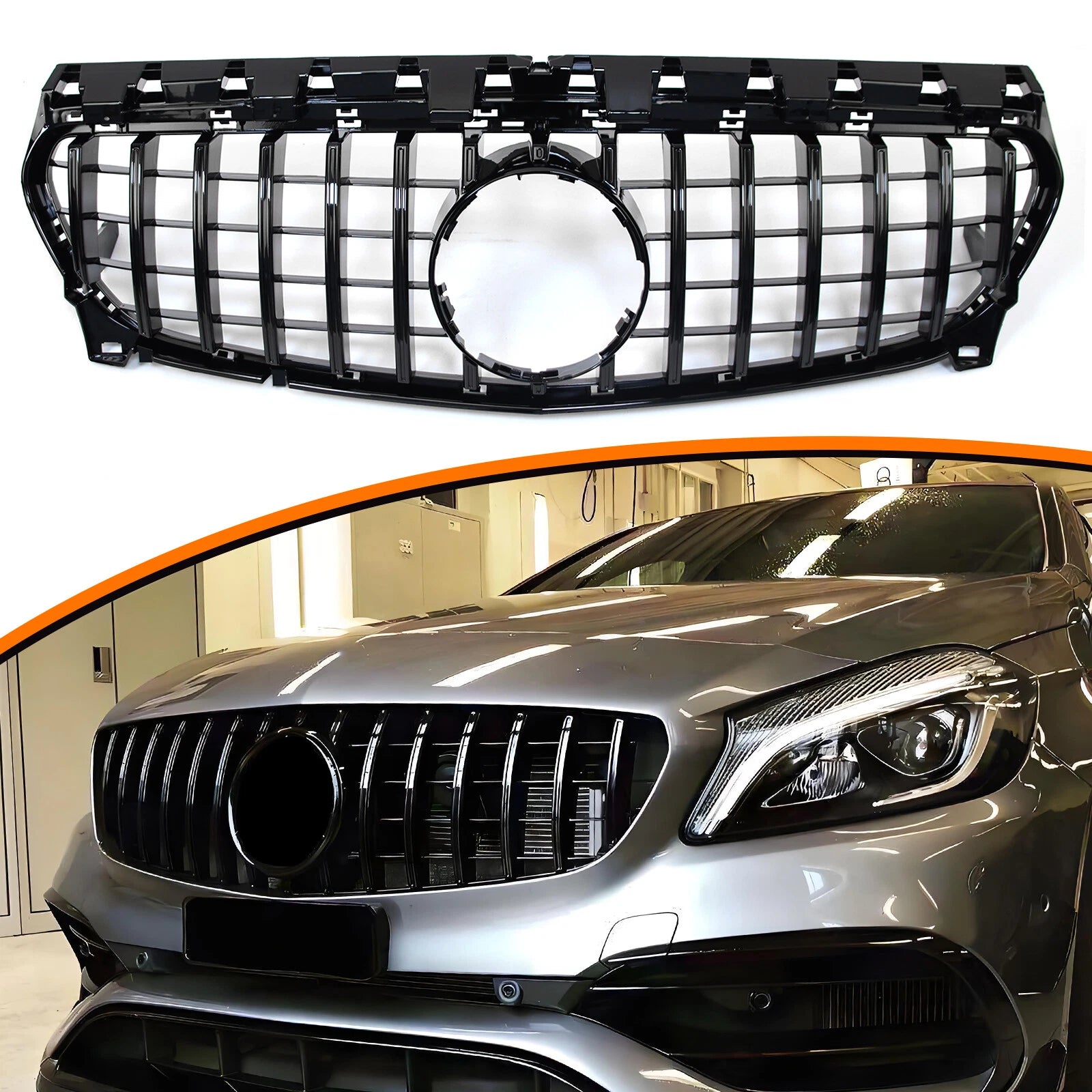 Gloss Black GT Front Grille - Mercedes Benz W117 2013-2019 CLA180 CLA200 CLA250 CLA45AMG