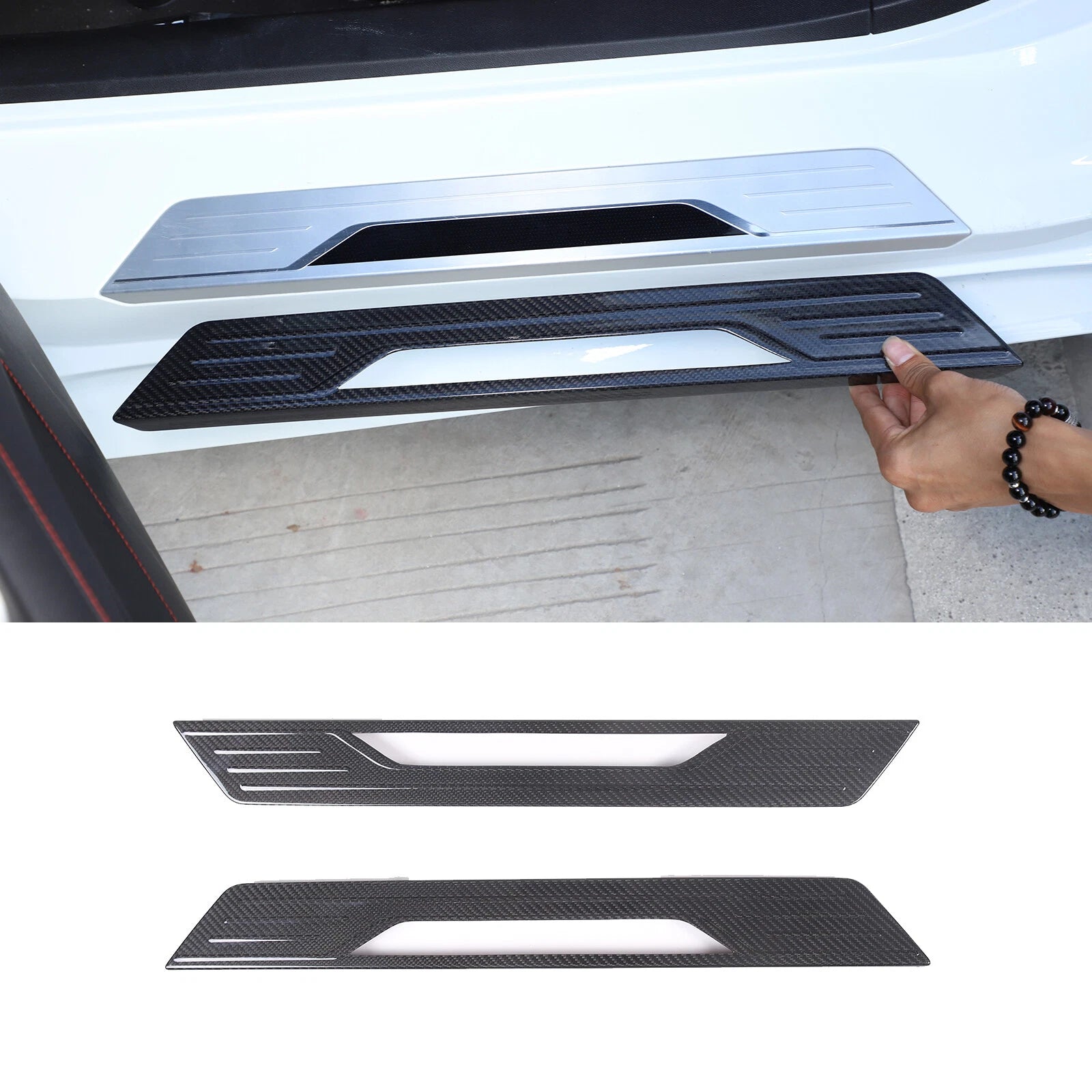 Carbon Fiber Door Sill Emblem Plate Trim Cover - Corvette C8