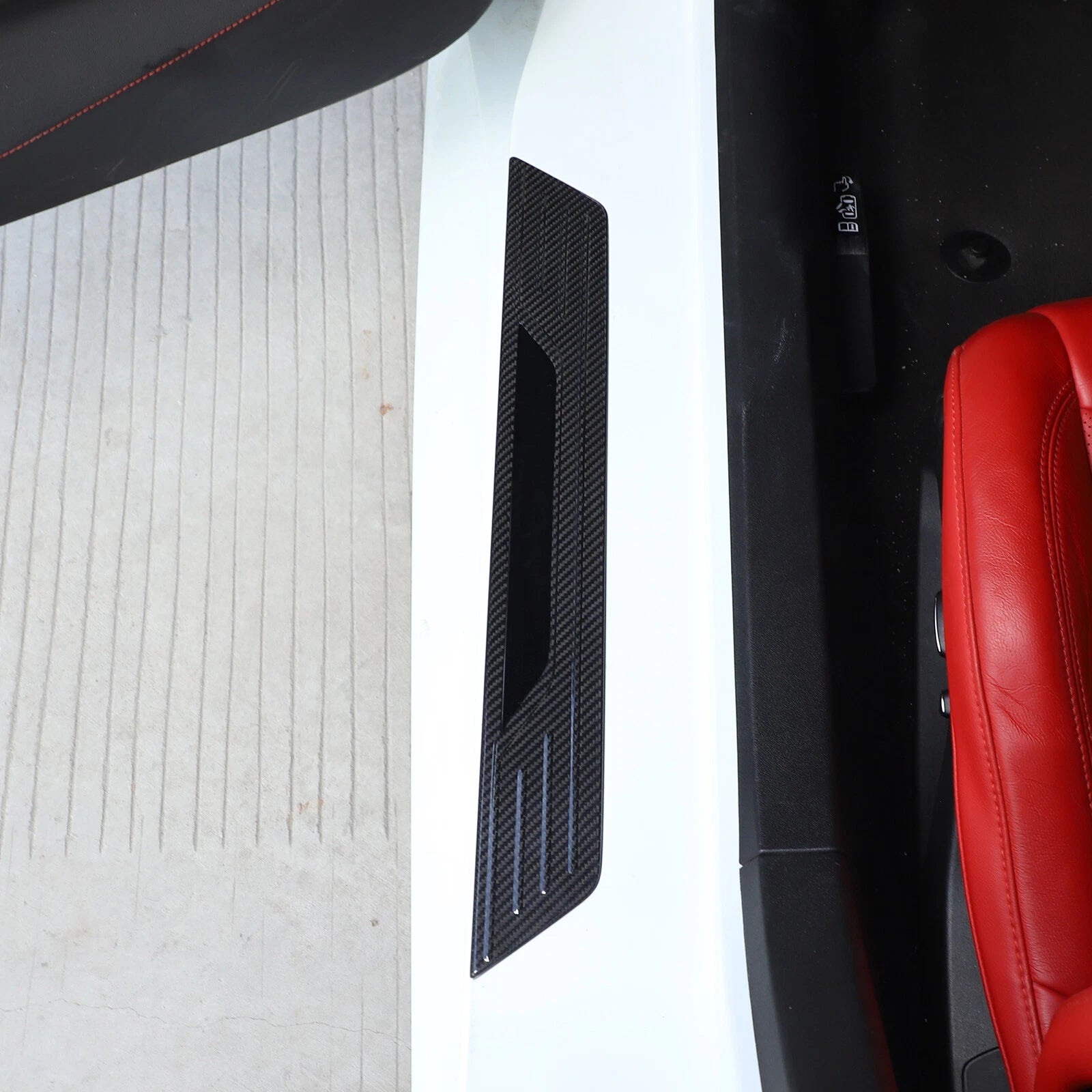 Carbon Fiber Door Sill Emblem Plate Trim Cover - Corvette C8