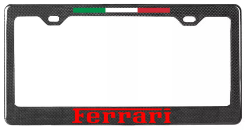 Red Carbon Fiber Look License Plate Frame For Mustang Mach E - Front Or Rear