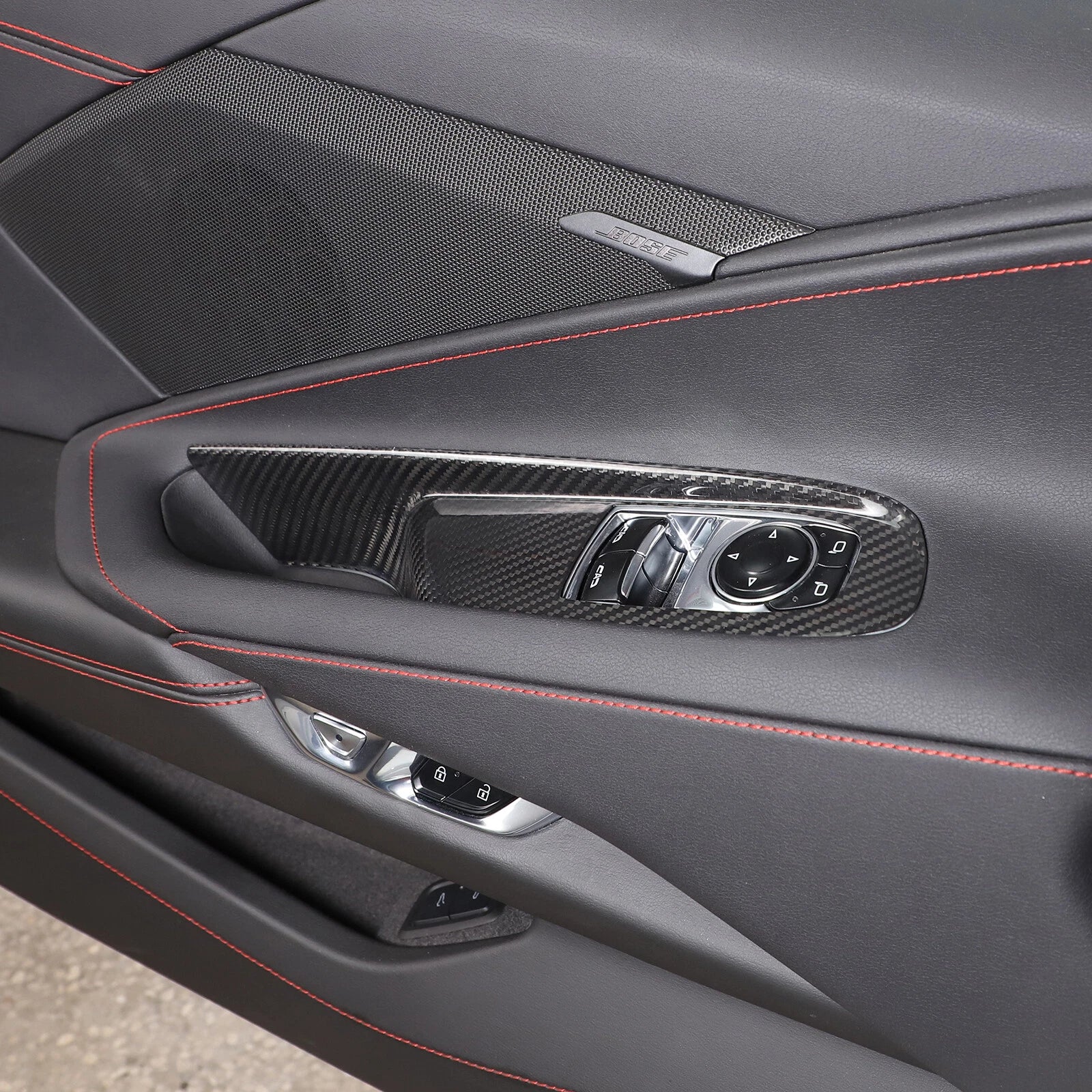 Carbon Fiber Window Lift Switch Panel Cover Trim - Corvette C8