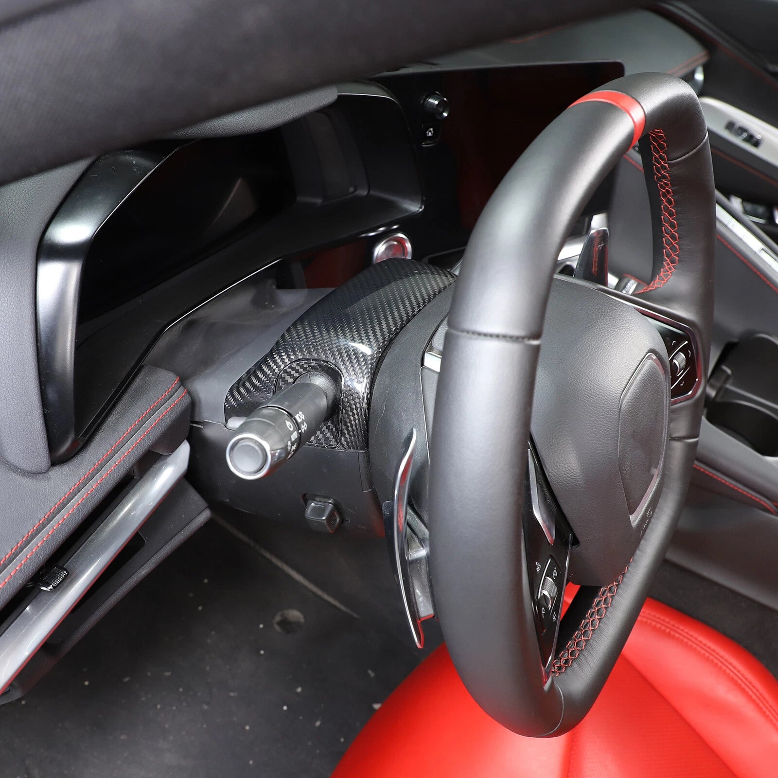 Carbon Fiber Steering Wheel Base Trim Cover - Corvette C8 2020-2026