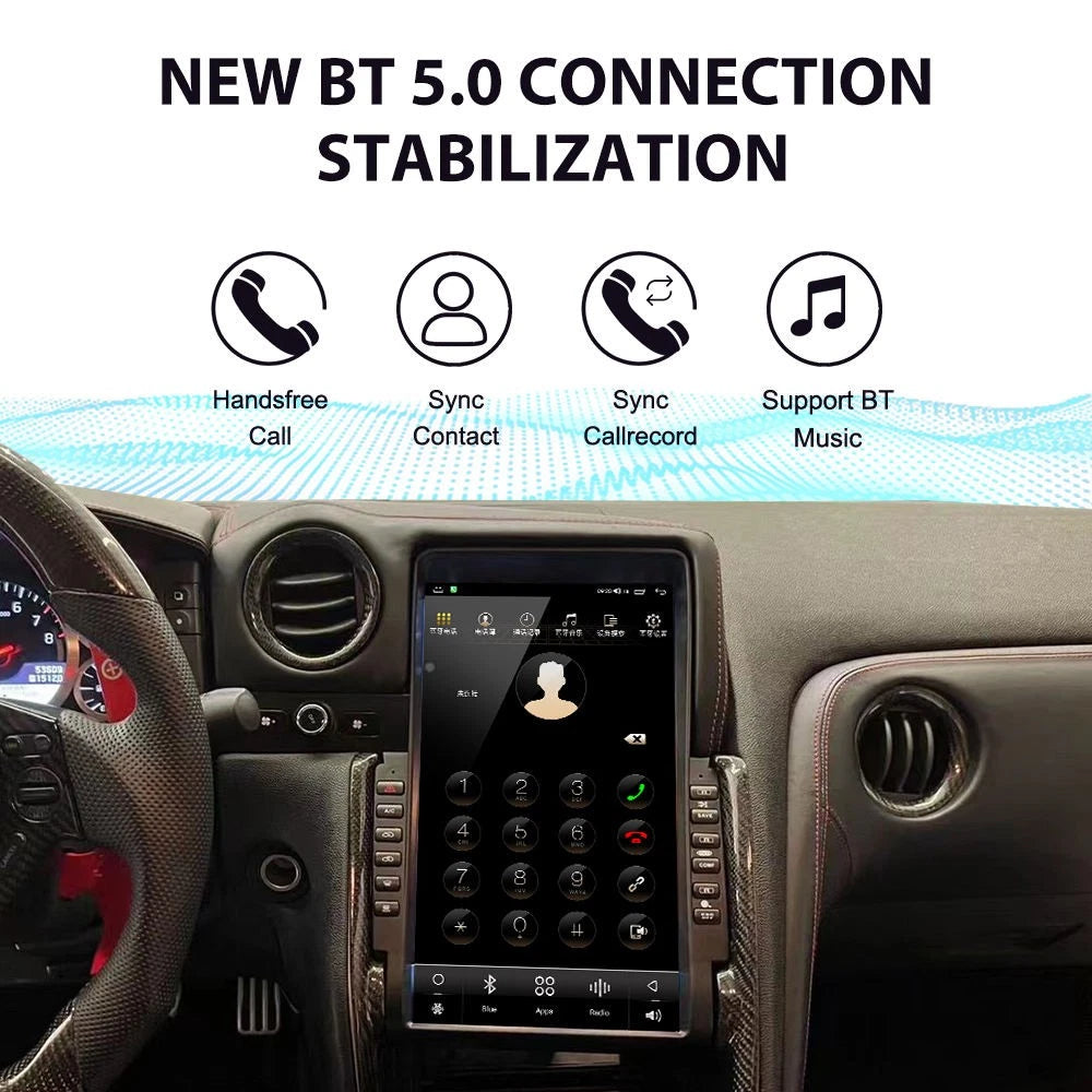 13.6'' Car Multimedia Screen Upgrade for Nissan GTR GT-R 2011-2017 Android Carplay GPS Navi 4G 360