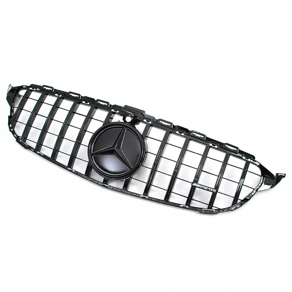 Gloss Black Front Grille w/ LED Logo - Mercedes Benz W205 C43 C250 C300