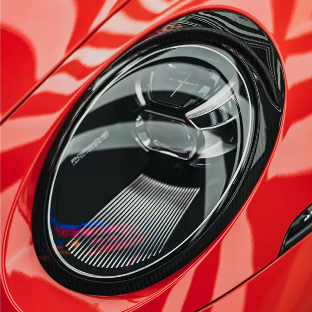 Carbon Fiber Headlight Eyebrows Eyelids Covers - Porsche 911 992 2019 - 2022