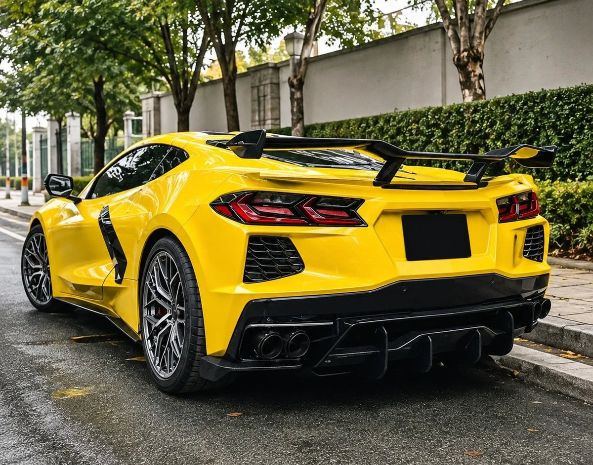 Gloss Black/CarbonFlash GT Rear Diffuser Extension - 20-26 Corvette C8 Z51