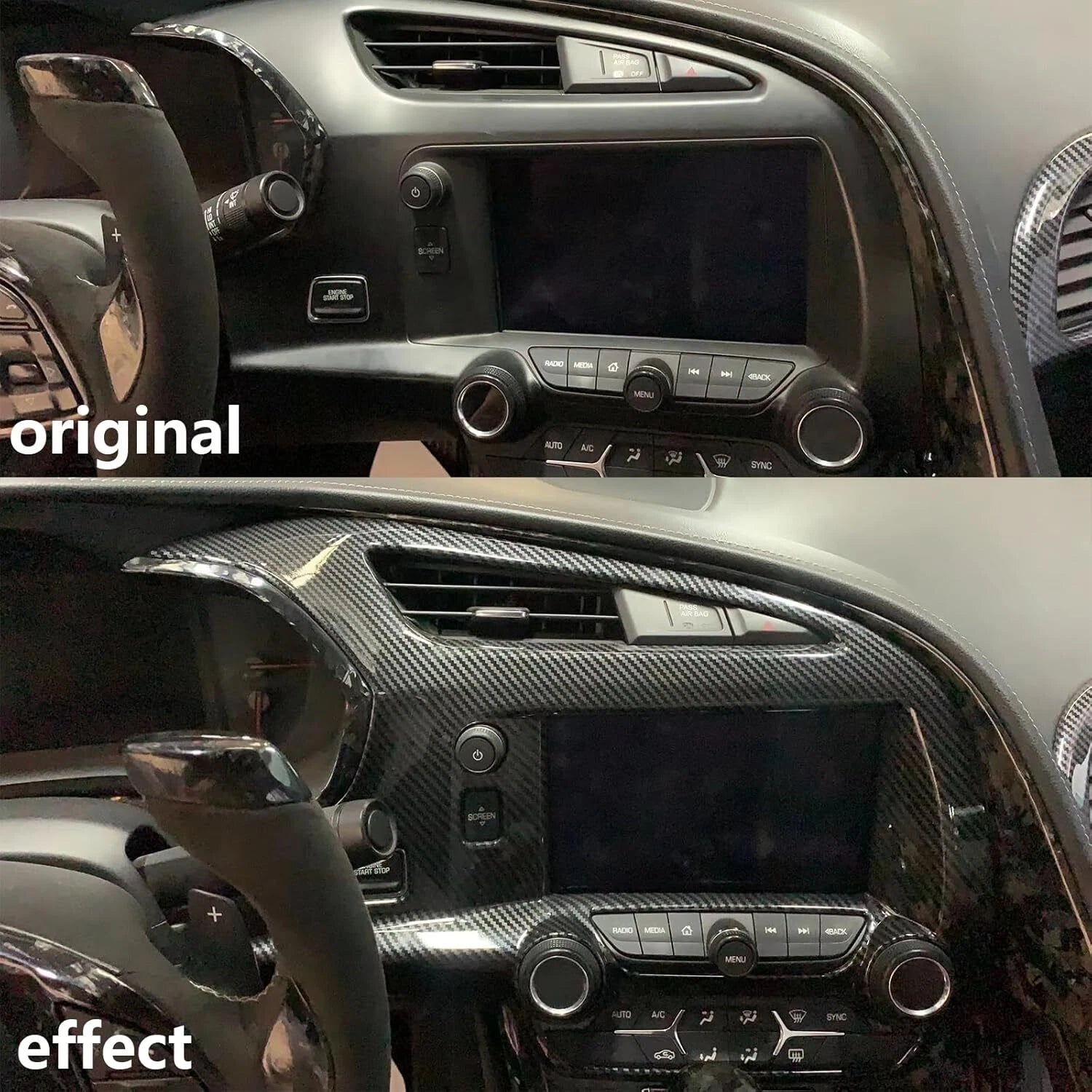 Carbon Fiber Interior Center Navigation Dash Board Trim - Corvette C7 Z06