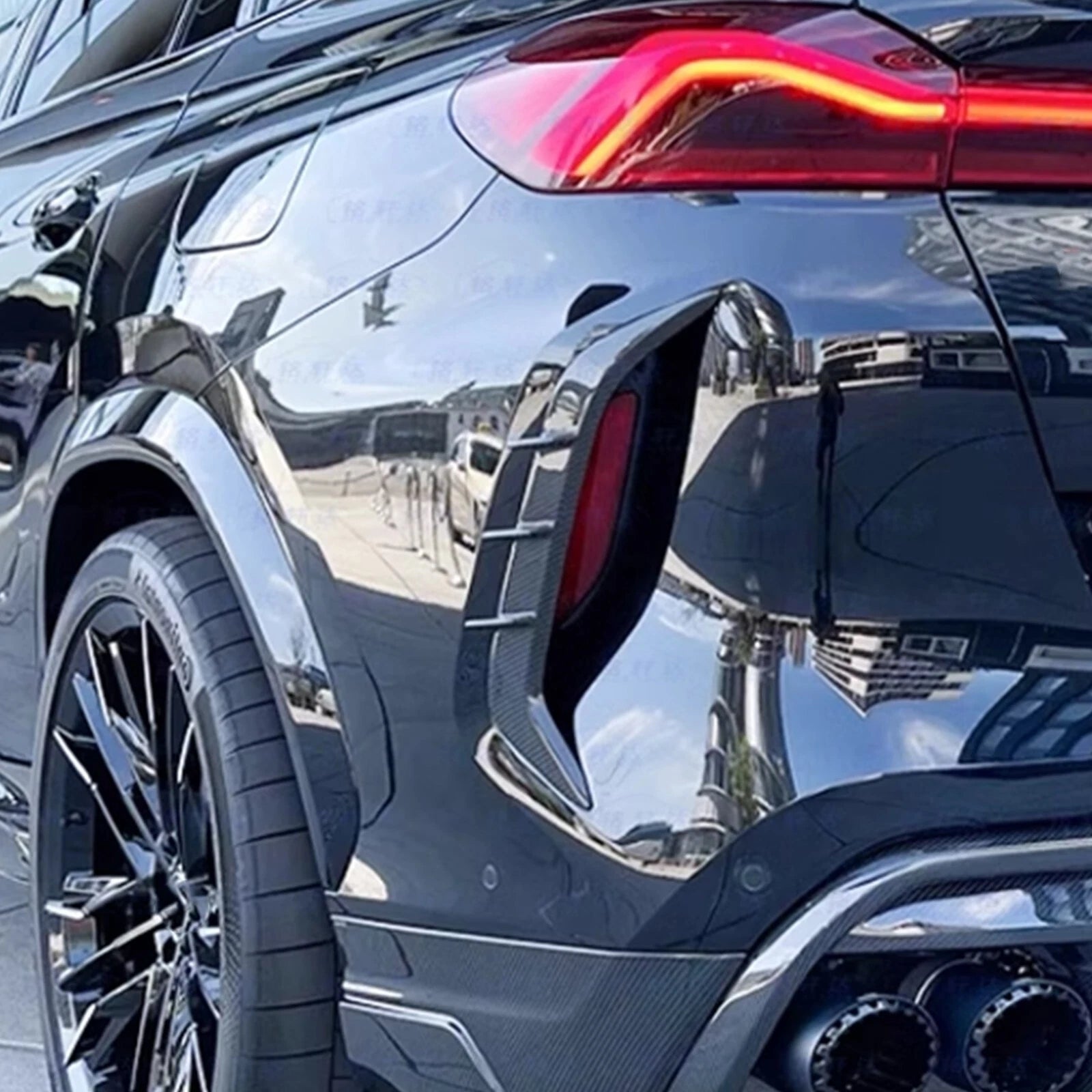 Carbon Fiber Rear Bumper Fog Light Cover Trim -  BMW X6M F96 20-25