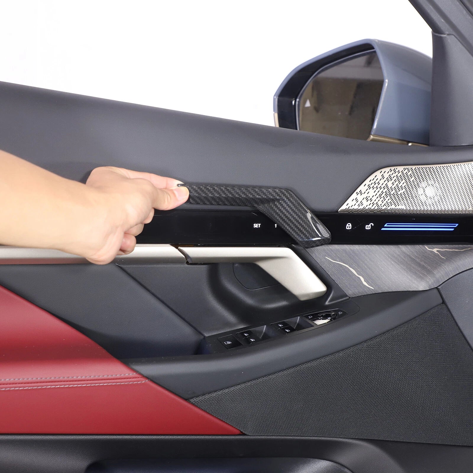 Carbon Fiber Interior Door Handle Trim Cover Fits BMW 5 Series G60 2024+