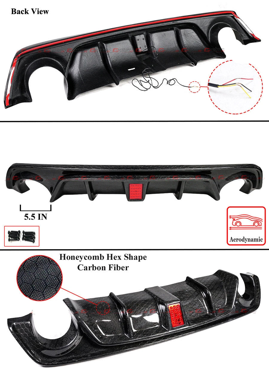 Carbon Fiber Rear Diffuser W/ LED -  Infiniti Q50 Q50S