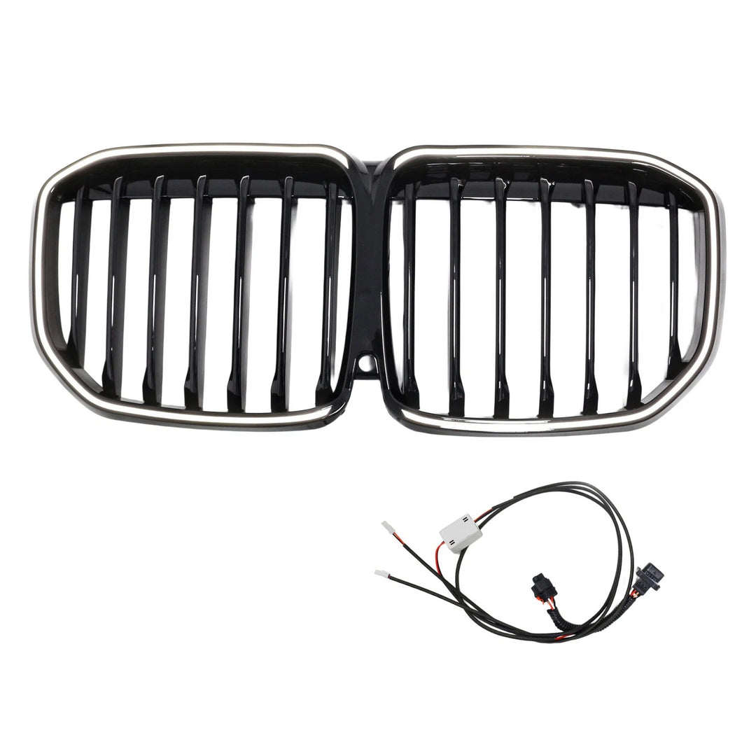 Gloss Black Single Line Grille Grill w/LED - BMW X7 G07 2023-2026 2019-2022