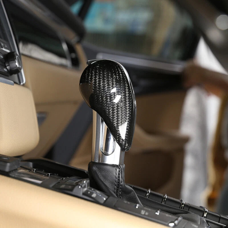 Carbon Fiber Gear Shift Knob Cover - Porsche Macan Cayman Panamera 718 911 Boxster