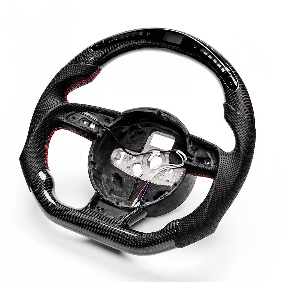 Carbon Fiber Steering Wheel w/ LED & Flat Bottom - Audi 2017-2012