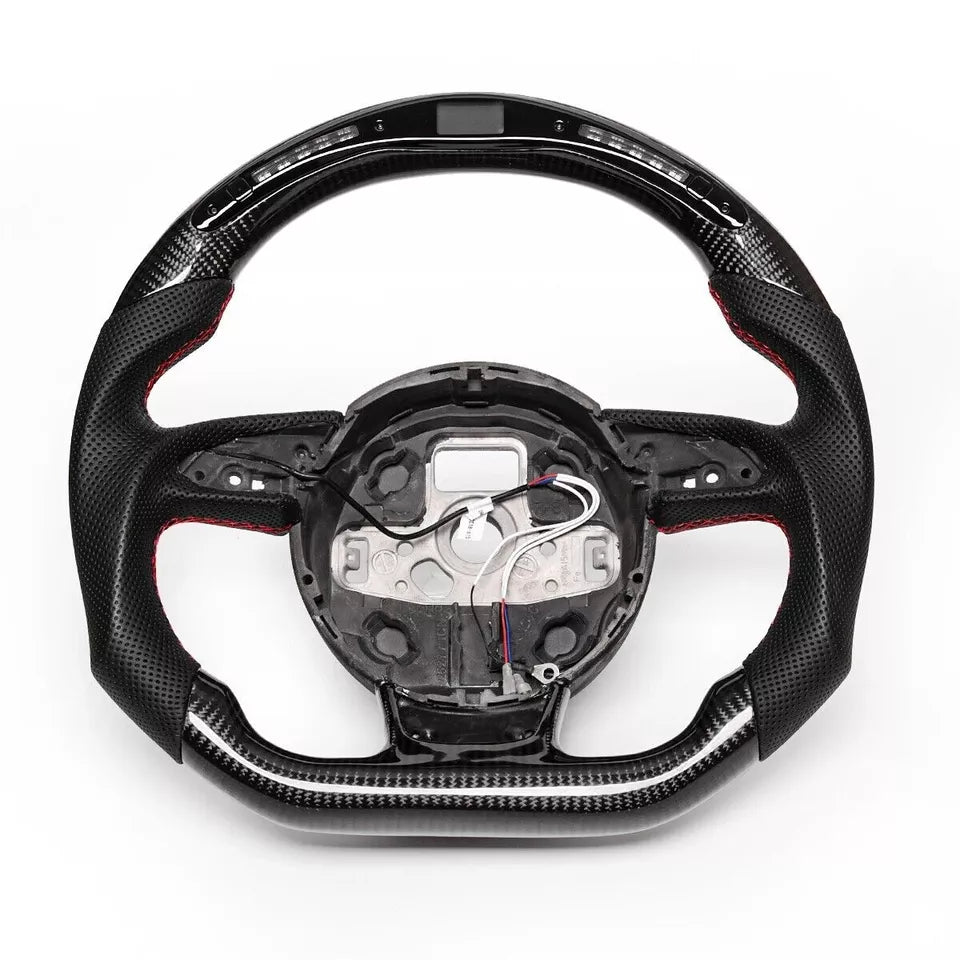 Carbon Fiber Steering Wheel w/ LED & Flat Bottom - Audi 2012-2016