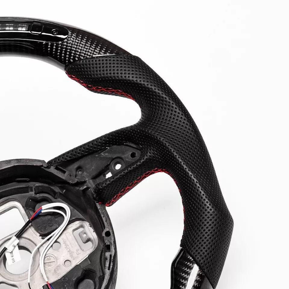 Carbon Fiber Steering Wheel w/ LED & Flat Bottom - Audi 2017-2012