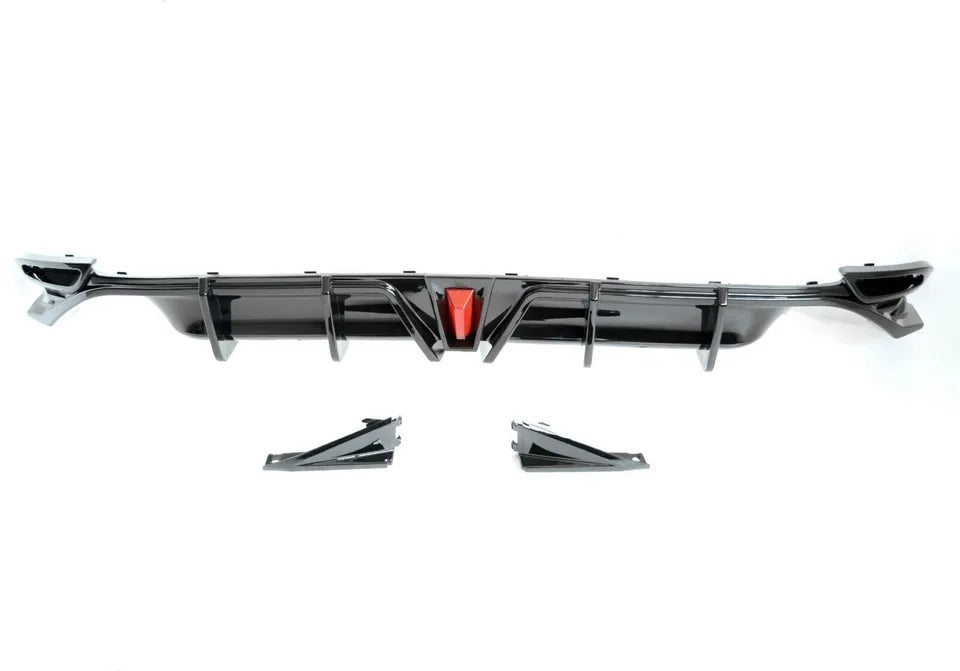 Gloss Black Rear Bumper GR Style Diffuser W/ Led Light - Toyota Camry SE/XSE