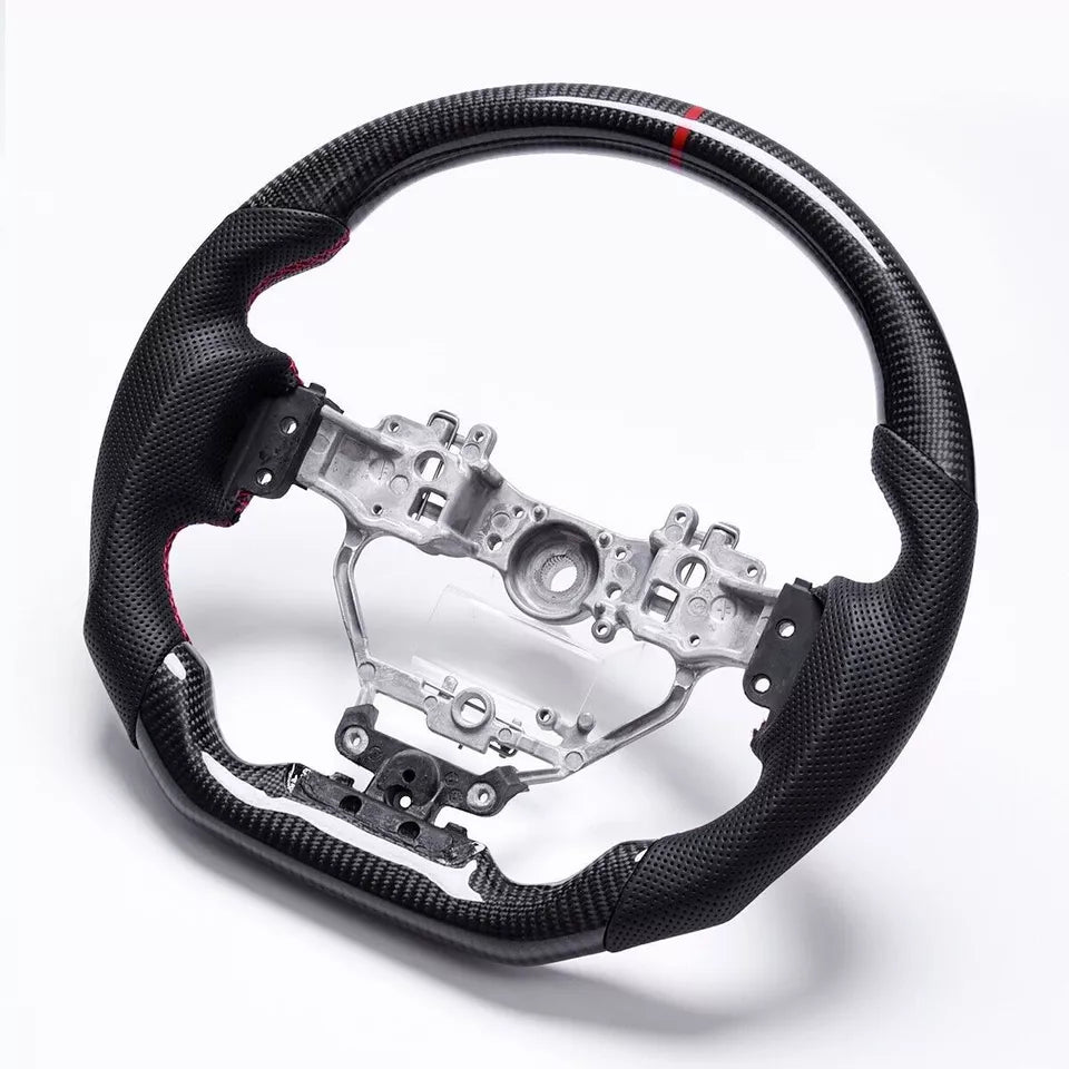 Carbon Fiber Steering Wheel w/ Red Stripe - Lexus IS250/IS300/IS350/ & RX350