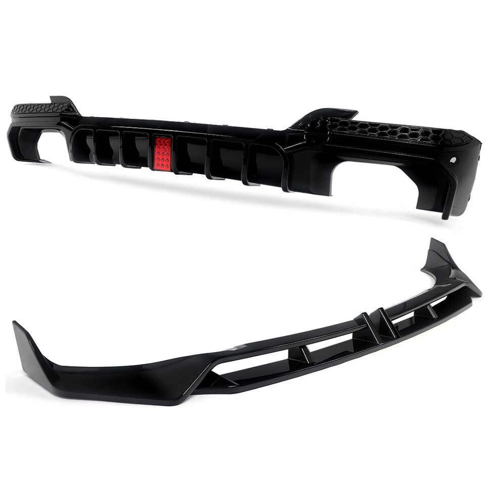 Gloss Black Front Splitter Lip+ Rear Diffuser - BMW X3 G01 X4 G02 LCI M Sport