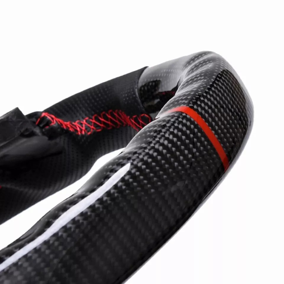 Carbon Fiber Steering Wheel w/ Red Stripe - Lexus IS250/IS300/IS350/ & RX350