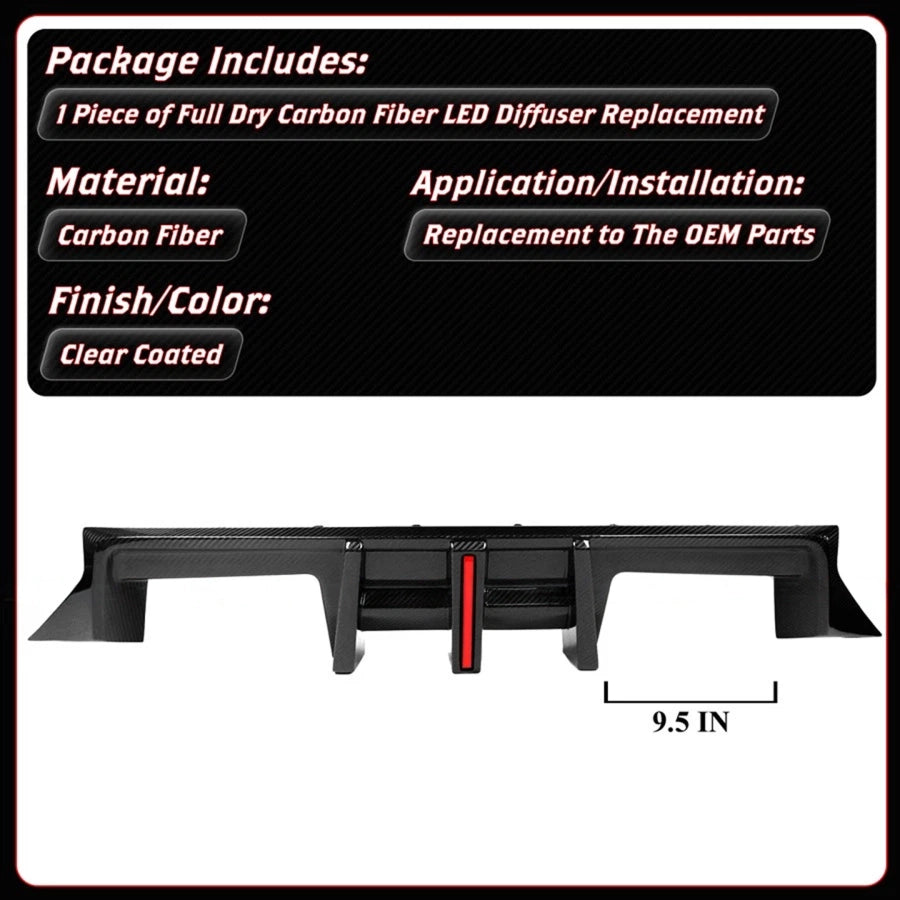 Carbon Fiber SF Style Rear Bumper Diffuser W/ LED - BMW G87 M2