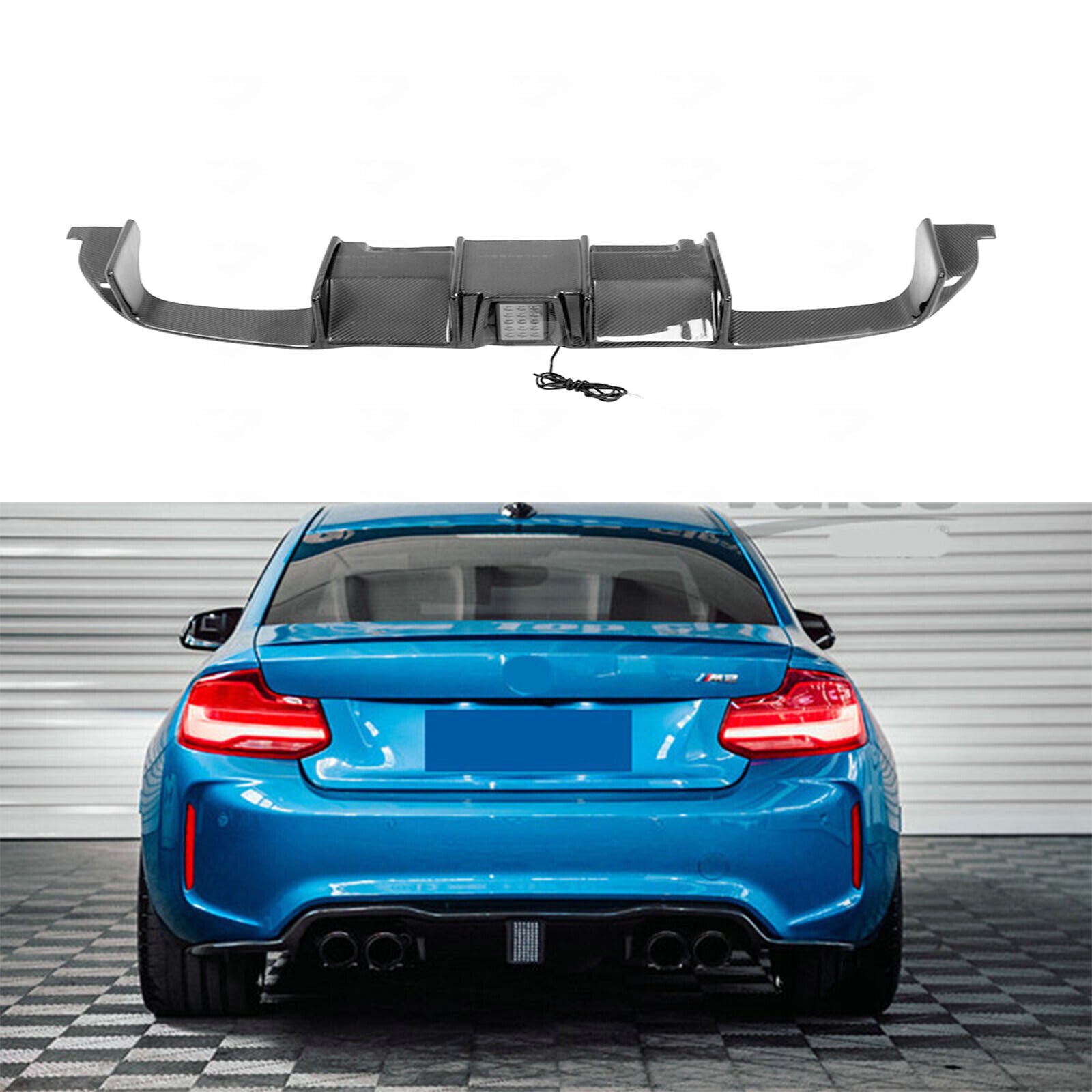 Carbon Fiber Rear Diffuser w/ Brakelight  For BMW F87 M2 M2C
